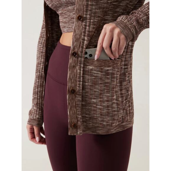 Athleta Revolve Cardigan Sweater Stretch Ribbed Button Down V-Neck Small EUC - Picture 3 of 13